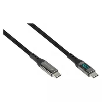 Good Connections USB 2.0 uzlādes un datu kabelis 100W ar digitālo displeju USB-C uz USB-C 1m Melns