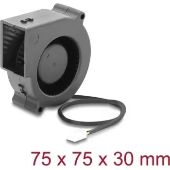 Delock Radial Blower Fan 12 V DC 75 x 75 x 30 mm ar 3-pin ventilatora savienotāju, Melns (67495)