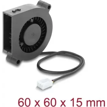 Delock Radiālais ventilators / Pūtējventilators 12 V DC 60 x 60 x 15 mm ar 3-pin ventilatora savienotāju, melns (67491)