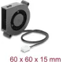 Delock Radiālais ventilators / Pūtējventilators 12 V DC 60 x 60 x 15 mm ar 3-pin ventilatora savienotāju, melns (67491)