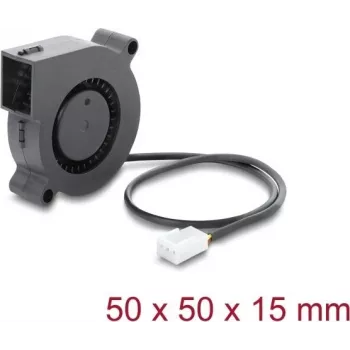 Delock Radiālais ventilators / Pūtējventilators 12 V DC 50 x 50 x 15 mm ar 3-pin ventilatora savienotāju, Melns (67490)