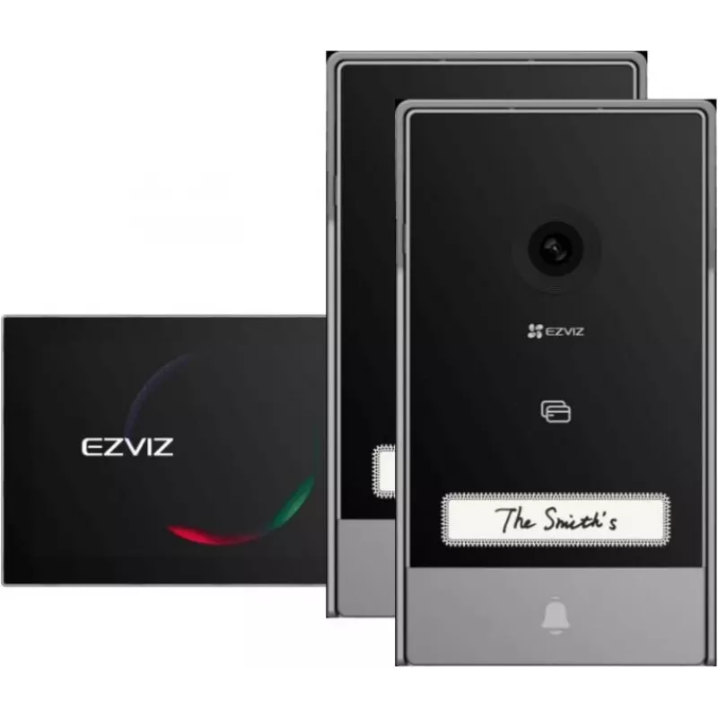 EZVIZ HP7 Video Durvju Telefona Komplekts (3MP, 2 Durvju Zvani, 1 Monitors, 2-Vadu, IP65, 3 RFID Kartes)