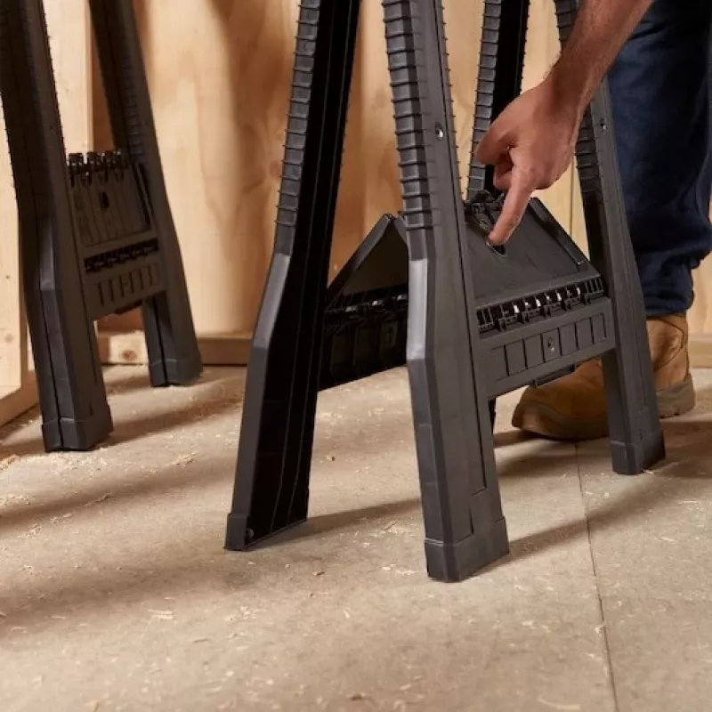 STANLEY Rack-horse Junior 2 gab. Zāģēšanas zirgs Twin Pack, 360 kg kravnesība, salokāms, melns/dzeltens