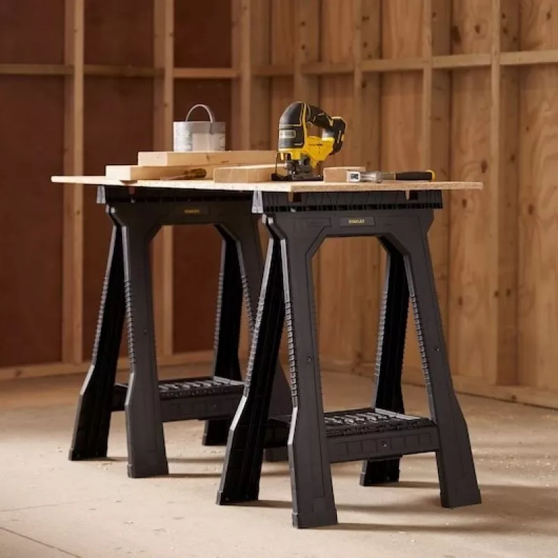 STANLEY Rack-horse Junior 2 gab. Zāģēšanas zirgs Twin Pack, 360 kg kravnesība, salokāms, melns/dzeltens