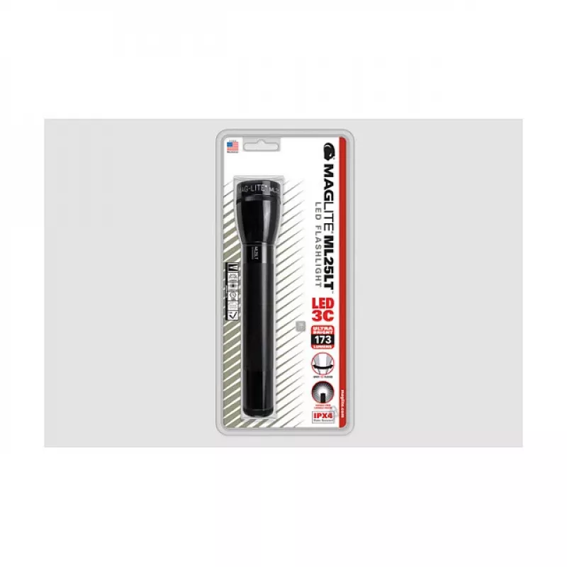Maglite ML25LT 3 C-Cell LED Laternas, Melna, 177 lūmeni