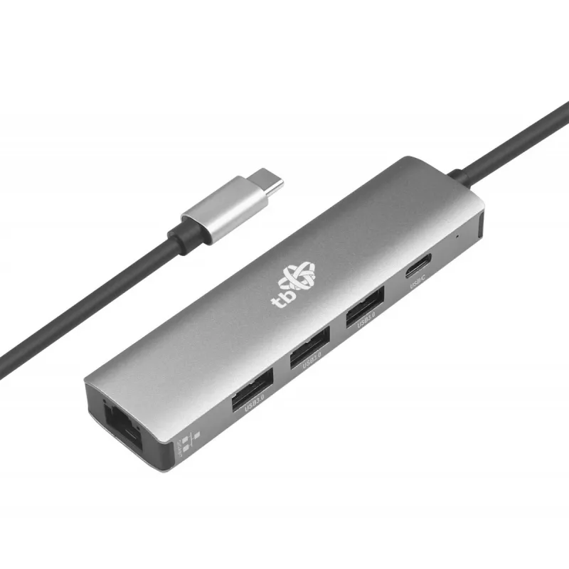 TB USB-C uz RJ45 Gigabit Ethernet adapteris ar 3x USB-A 3.0 un USB-C PD 100W, Space Grey