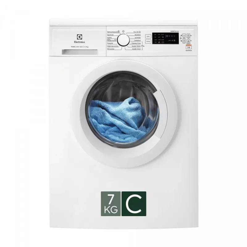 Electrolux EW2FN527WP Brīvi stāvoša priekšējās ielādes veļas mazgājamā mašīna, 7 kg, 1200 apgr./min, energoklase C, balta