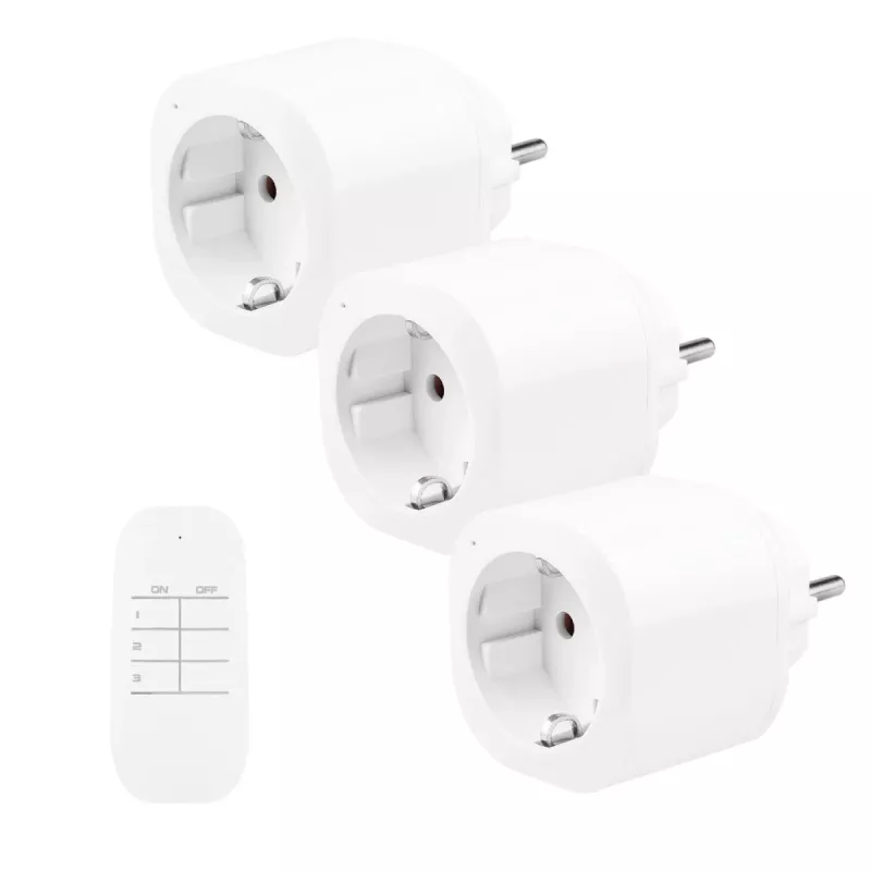 GREENBLUE GB313 F Remote-Controlled 3-Outlet Power Strip with 433.92 MHz RF Remote, 2300W, Type F