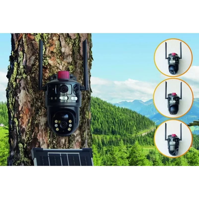 Technaxx TX-329 Dual 4G LTE āra drošības kamera 3MP+3MP ar saules paneli
