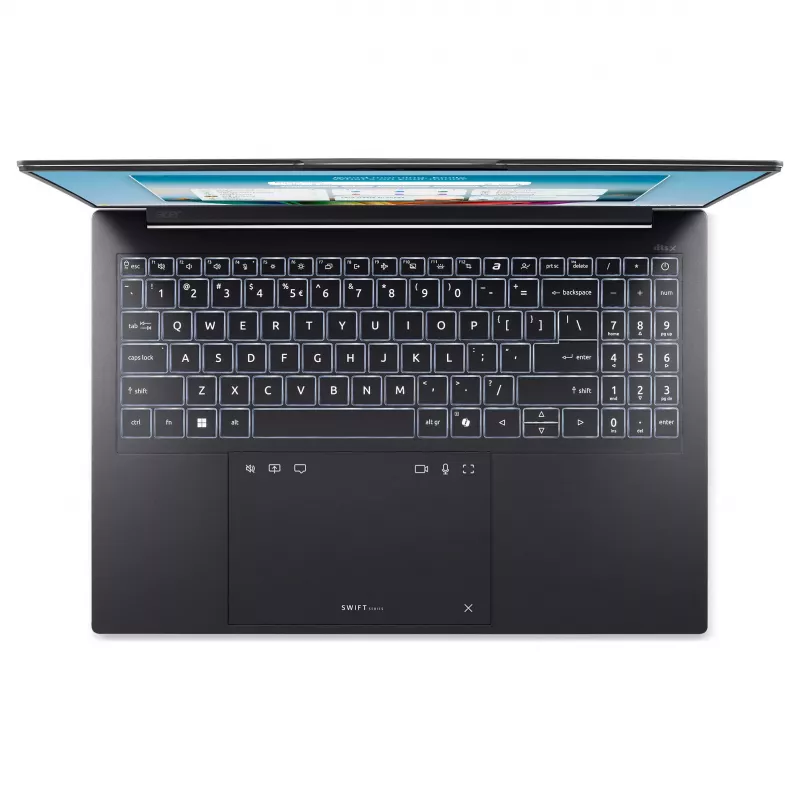 Acer Swift Go 16 AI OLED SFG16-I71-77NZ klēpjdators, Intel Core Ultra 7 355, 16GB LPDDR5X, 512GB SSD, 16 inch 3.2K OLED, Windows 11 Home, vācu tastatūra