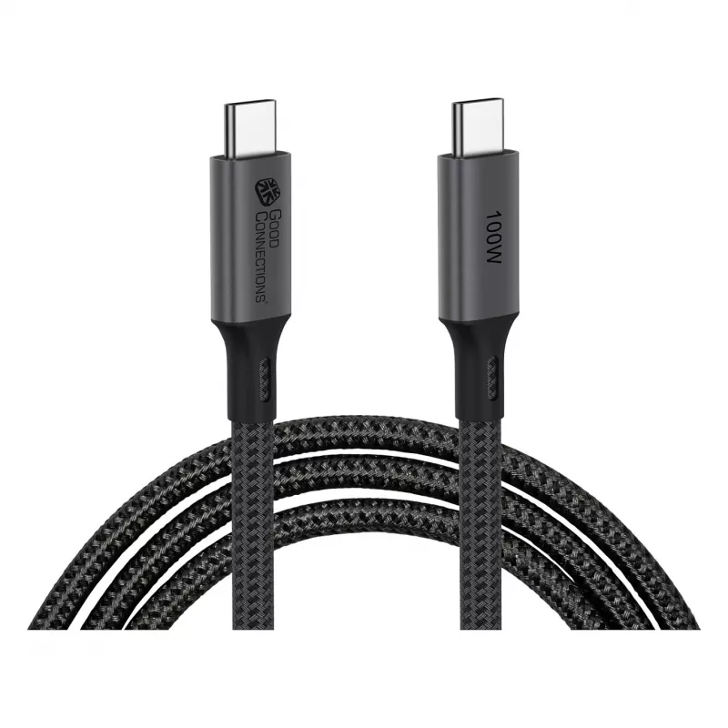 GoodConnections USB-C 4.0 (ST-ST) 1m Braided Cable 100W 8K 30Hz Anthracite