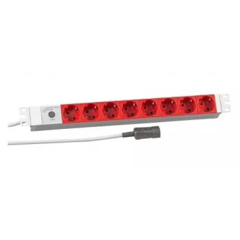 EFB Elektronik Koop PROFIversal strāvas sadalītājs (montējams statīvā) - 8 x Schuko kontaktligzdas, IEC C14 ieeja, 250 V, 10 A, 2500 W, 1U, melns