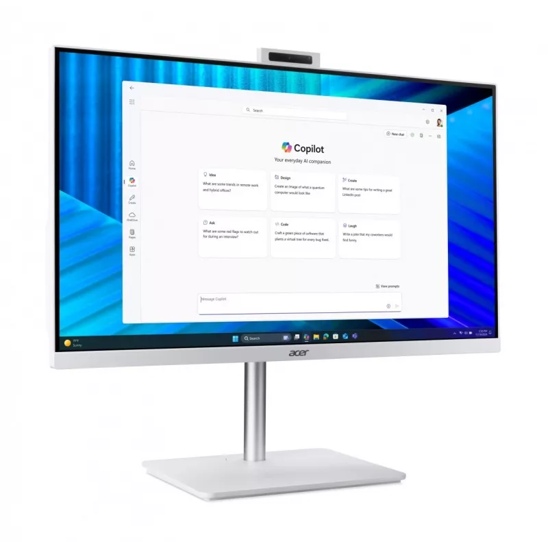 Acer Veriton 2000 VZ2417G All-in-One dators, 27 collu IPS FHD, Intel Core 5 120U, 16GB DDR5, 512GB M.2 SSD, Windows 11 Pro, Balts