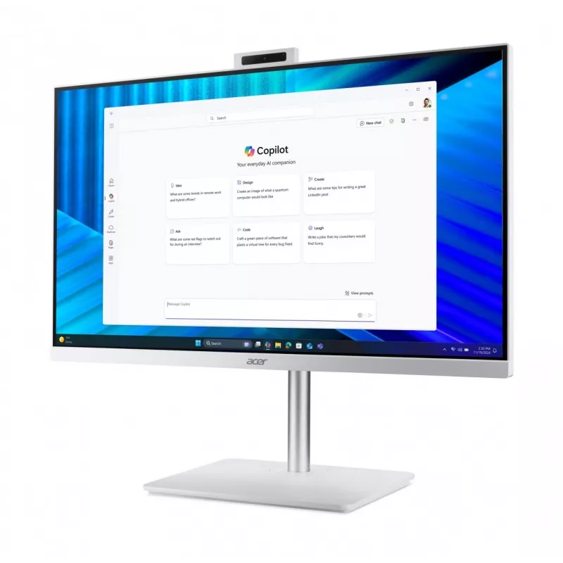 Acer Veriton 2000 VZ2417G All-in-One dators, 27 collu IPS FHD, Intel Core 5 120U, 16GB DDR5, 512GB M.2 SSD, Windows 11 Pro, Balts
