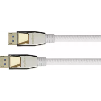 GOOD CONNECTIONS PREMIUM DisplayPort 2.0 kabelis, 54 Gbit/s, UHBR 13.5, 4K @240Hz / 8K @60Hz, pilnmetāla savienotājs, varš, 2m balts