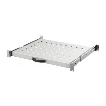 EFB-Elektronik 19 collu 1U izvelkamais plaukts, regulējams dziļums 550-630 mm, kravnesība 30 kg, plaukta dziļums 800 mm, RAL 7035 gaiši pelēks