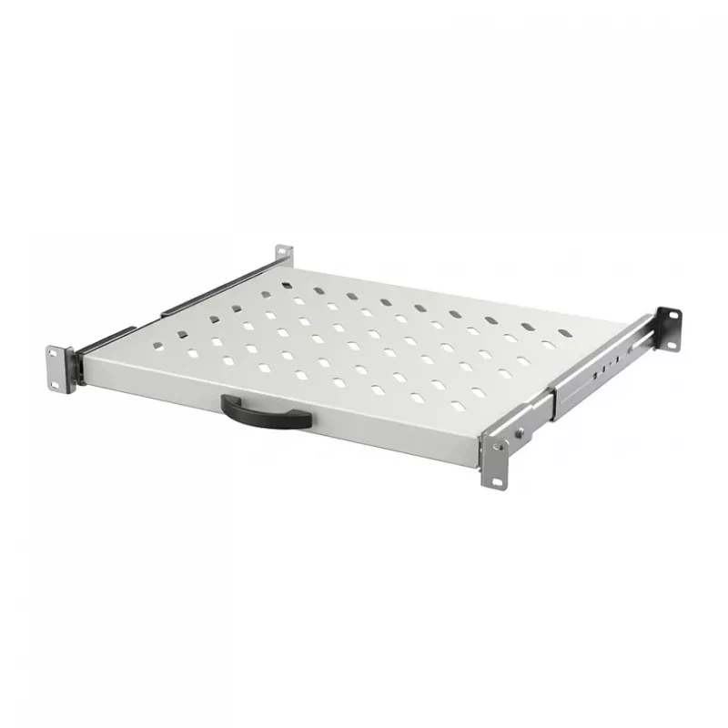 EFB-Elektronik 19 collu 1U izvelkamais plaukts, regulējams dziļums 550-630 mm, kravnesība 30 kg, plaukta dziļums 800 mm, RAL 7035 gaiši pelēks
