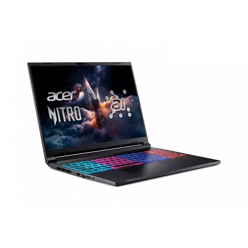 Acer Nitro 16S AI ANV16S-61 Gaming Laptop - AMD Ryzen AI 9 365, 32GB DDR5, 1TB SSD, NVIDIA GeForce RTX 5070, 16 collu WQXGA 180Hz, Windows 11 Pro, Melns
