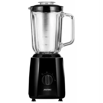 MPM MBL-37 Blenderis, 500 W, 1,5 L stikla trauks, nerūsējošā tērauda asmens, 2 ātrumi, impulsa funkcija, ledus drupināšana, melns