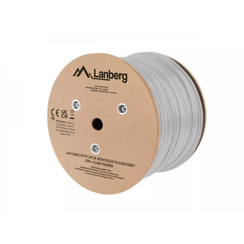 LANBERG SFTP Cat.5e 305m Solid Copper LSZH Network Cable Gray