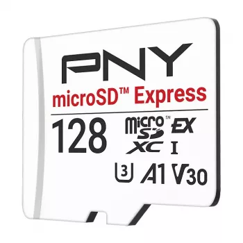 PNY 128GB microSDXC Express Card UHS-I U3 V30 A1 ar SD adapteri