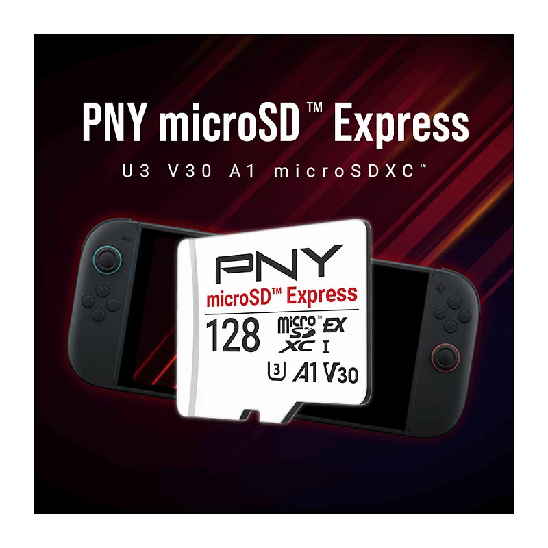 PNY 128GB microSDXC Express Card UHS-I U3 V30 A1 ar SD adapteri