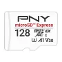 PNY 128GB microSDXC Express Card UHS-I U3 V30 A1 ar SD adapteri