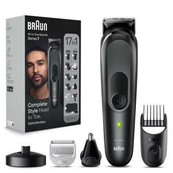 Braun MGK7491 17-in-1 Multi-Grooming Style Kit, Melns/Sudrabs, Bezvadu, Li-Ion, 100 min darbības laiks