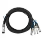 BlueOptics Intel XXV4DACBL3M saderīgs BlueLAN pasīvais 100GBASE-CR4 QSFP28 uz 4x25GBASE-CR SFP28 tiešās pievienošanas sadales kabelis, 3m, AWG26