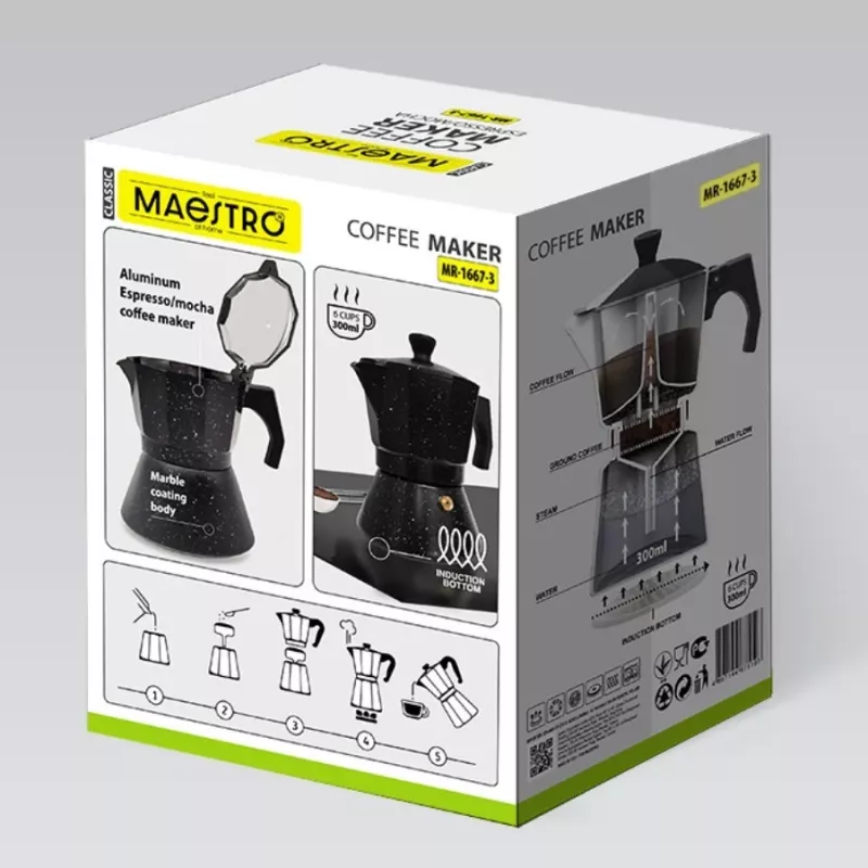 Maestro Granite MR-1667-3 Moka Pot kafijas automāts 150ml 3 tases Pelēks