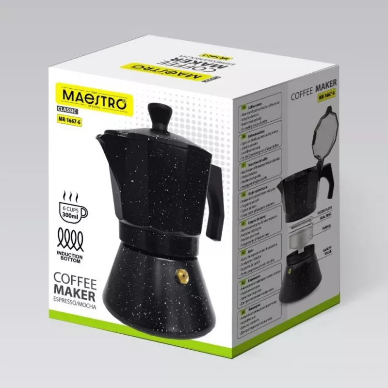 Maestro Granite MR-1667-3 Moka Pot kafijas automāts 150ml 3 tases Pelēks