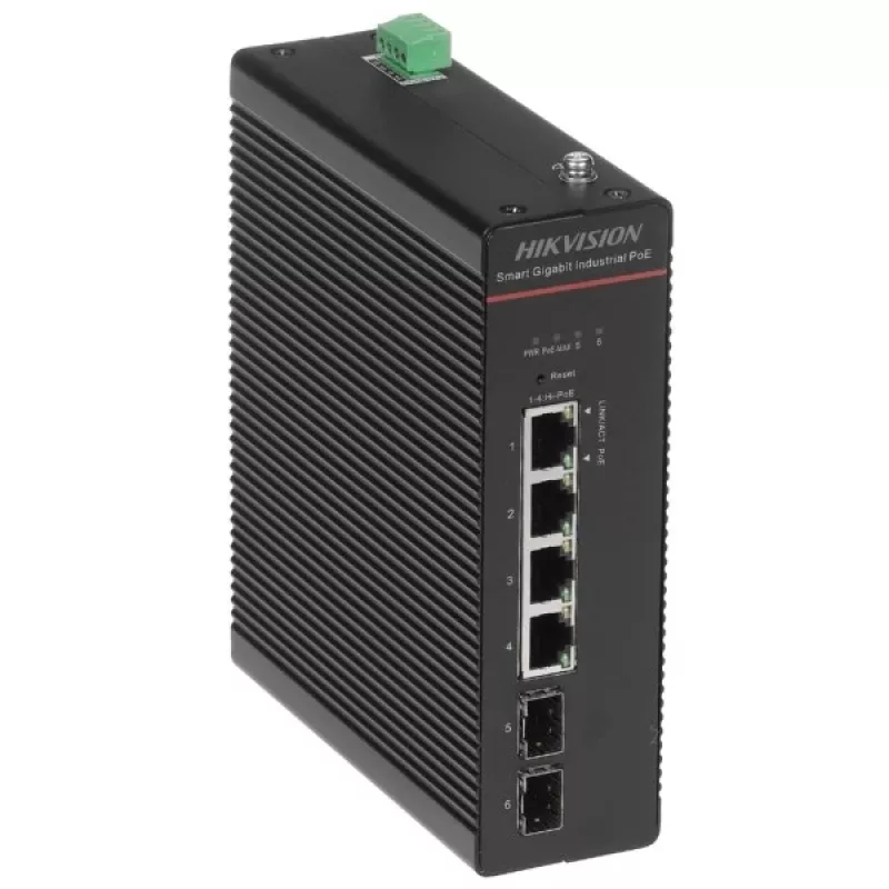 Hikvision DS-3T1506HP-SI-4P2F(O-STD)/NO POWER UNIT - Nepārvaldāms Gigabit PoE++ slēdzis - 4 PoE+ porti + 2 SFP augšupsaites - 60W budžets