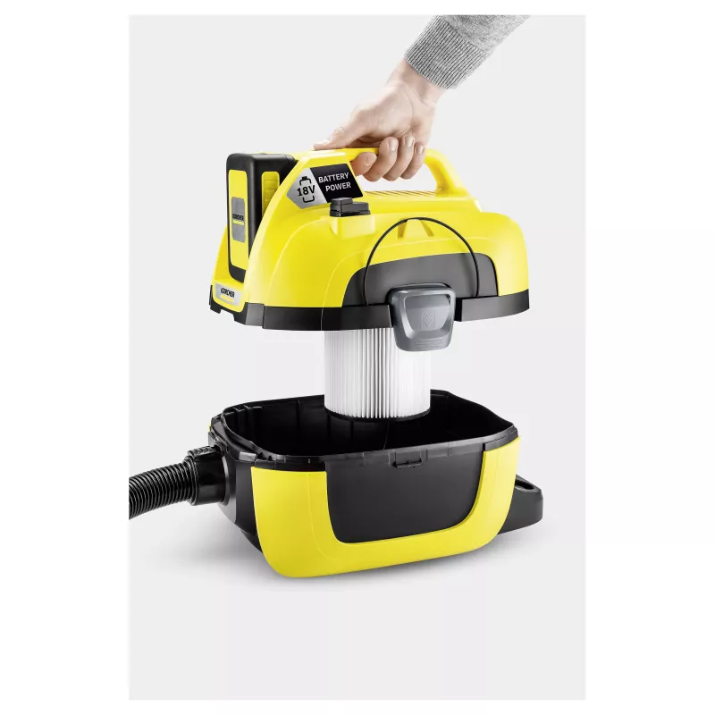 Kärcher WD 1 Compact Battery Set Slapjās un sausās tīrīšanas putekļsūcējs, 15L, 1000W