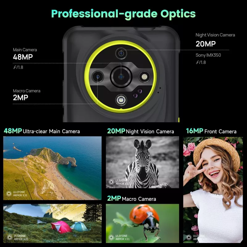 ULEFONE Armor X31 6GB/128GB Green Rugged Smartphone 5.45 inch HD+ IP68/IP69K