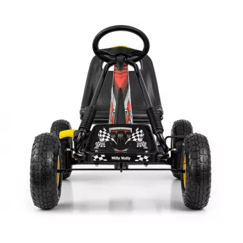 MILLY MALLY Pedāļu Go-Kart Thor Melns, Tērauda Rāmis, EVA Putu Riteņi, Rokas Bremze, Uz Priekšu/Atpakaļ, Bērniem 3-8 Gadi, Maks. Slodze 30 kg