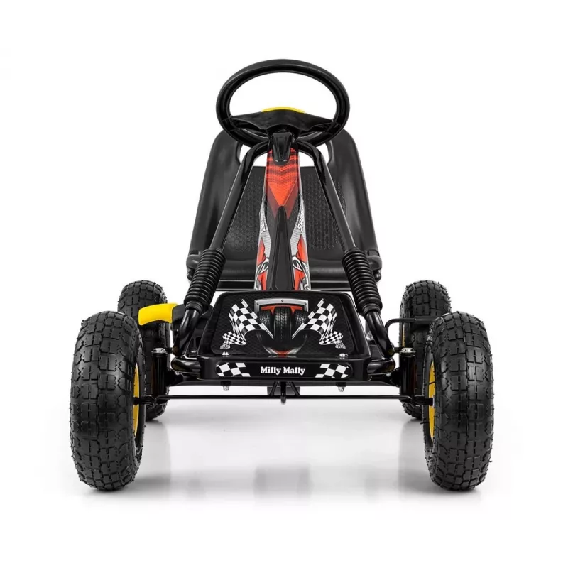 MILLY MALLY Pedāļu Go-Kart Thor Melns, Tērauda Rāmis, EVA Putu Riteņi, Rokas Bremze, Uz Priekšu/Atpakaļ, Bērniem 3-8 Gadi, Maks. Slodze 30 kg