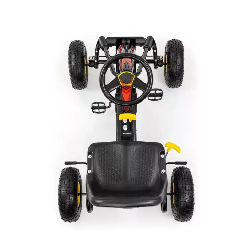 MILLY MALLY Pedāļu Go-Kart Thor Melns, Tērauda Rāmis, EVA Putu Riteņi, Rokas Bremze, Uz Priekšu/Atpakaļ, Bērniem 3-8 Gadi, Maks. Slodze 30 kg