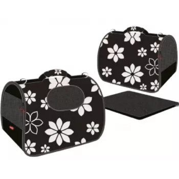 ZOLUX Nomad Flower S Pet Carrier Bag for Dogs and Cats, Grey with Floral Pattern, 36x21x23.5 cm