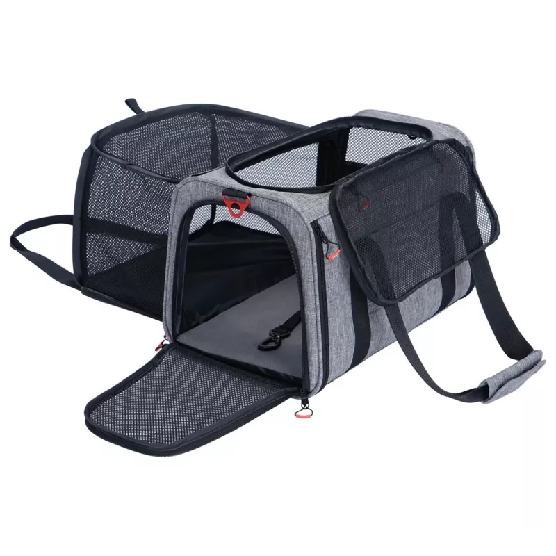 ZOLUX NOMAD M Izplešamā mājdzīvnieku pārvadāšanas soma 44x28x28 cm Pelēka