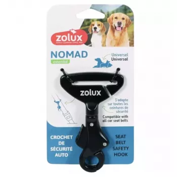 ZOLUX Nomad Drošības klips suņa drošības jostai - Melns, regulējams 45-75 cm, universāls auto drošības ierobežotājs suņiem