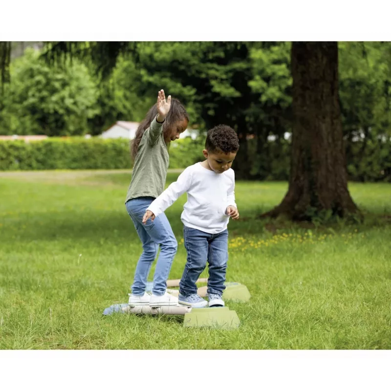 Smoby Life Balance Beam Set bērniem - 10 daļu modulārs līdzsvara treniņu komplekts ar soļošanas akmeņiem, iekštelpām/āra telpām, vecumam no 2+ gadiem