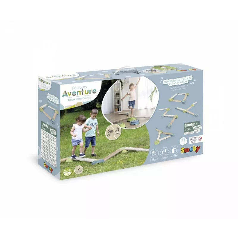 Smoby Life Balance Beam Set bērniem - 10 daļu modulārs līdzsvara treniņu komplekts ar soļošanas akmeņiem, iekštelpām/āra telpām, vecumam no 2+ gadiem
