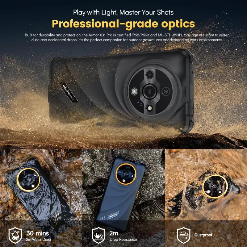 ULEFONE Armor X31 Pro 4G Izturīgais Viedtālrunis, 5,45 inch HD+, 8GB RAM, 256GB Atmiņa, 5200mAh, IP68/IP69K, Oranžs