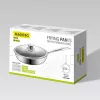 Maestro Cepšanas panna ar vāku 24 cm MR-1216-24, Kalts alumīnijs, Nelipīgs marmora pārklājums, Piemērota indukcijai, Melna/Pelēka