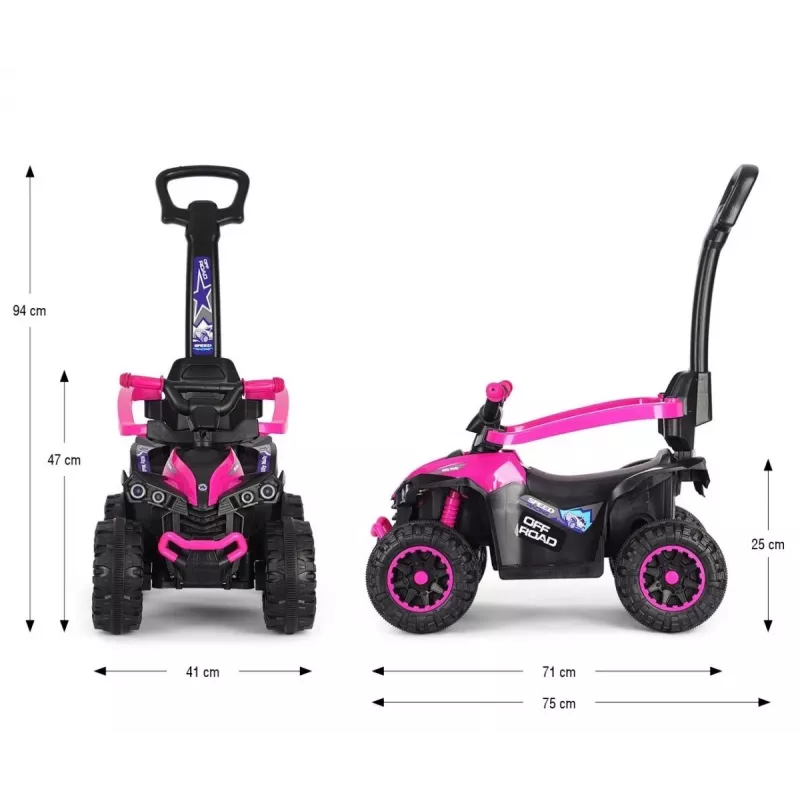 MILLY MALLY Bērnu velosipēds ar rokturi Wild Pink 12 collas