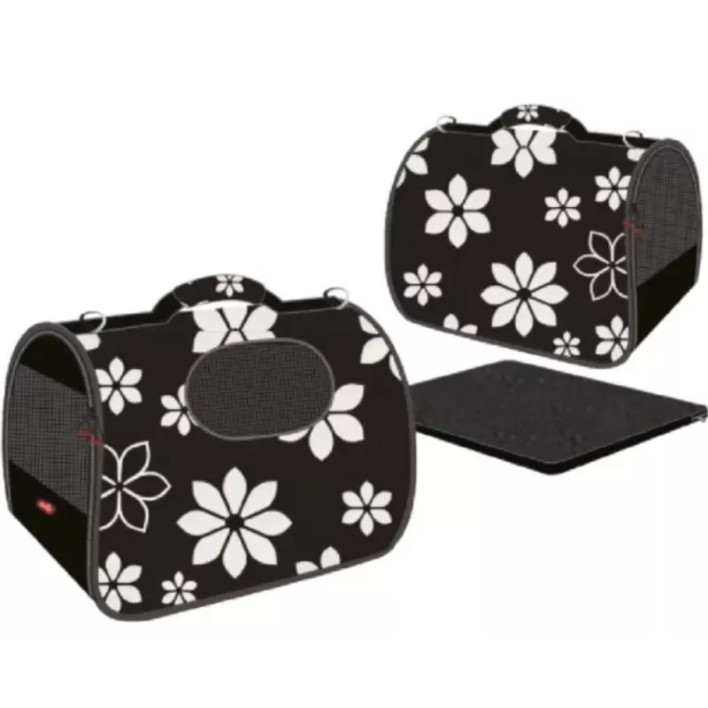 ZOLUX NOMAD FLOWER M Mīkstais mājdzīvnieku pārvadātājs suņiem un kaķiem, 43,5x25x28,5 cm, ziedu raksts