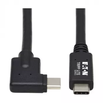 Eaton Tripp Lite Series USB-C kabelis (vīr./vīr.) - USB 3.2 Gen 2, Thunderbolt 3, 100W PD uzlāde, taisnleņķa spraudnis, melns, 1 m (3,3 pēdas)