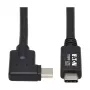 Eaton Tripp Lite Series USB-C kabelis (vīr./vīr.) - USB 3.2 Gen 2, Thunderbolt 3, 100W PD uzlāde, taisnleņķa spraudnis, melns, 1 m (3,3 pēdas)