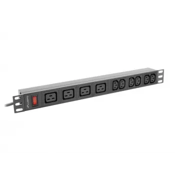 LANBERG Rack PDU 19 collas 1U 16A 2m 4x C19 6x C13 C20 Melns