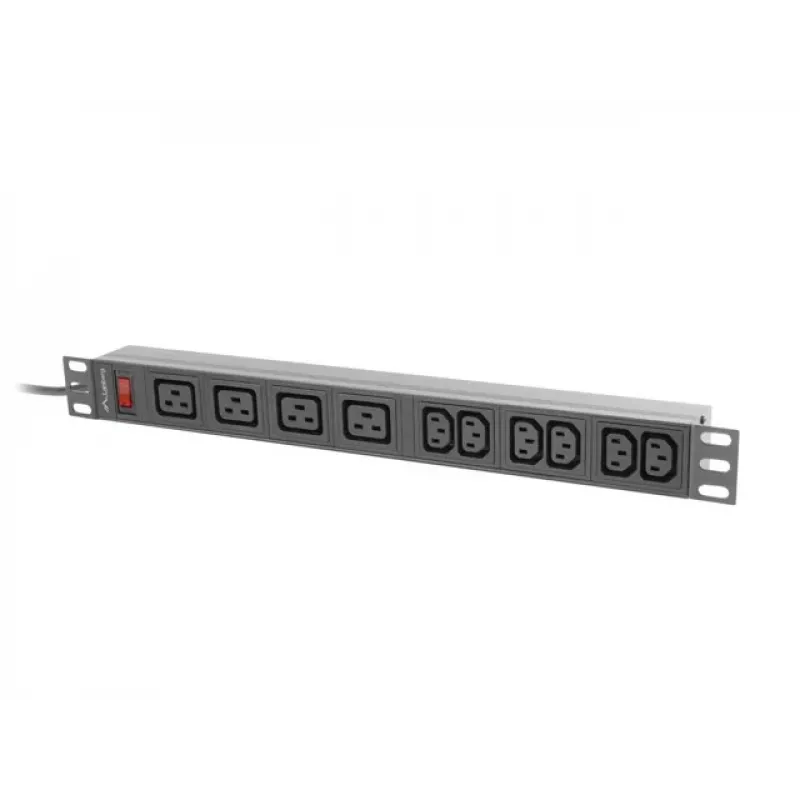 LANBERG Rack PDU 19 collas 1U 16A 2m 4x C19 6x C13 C20 Melns